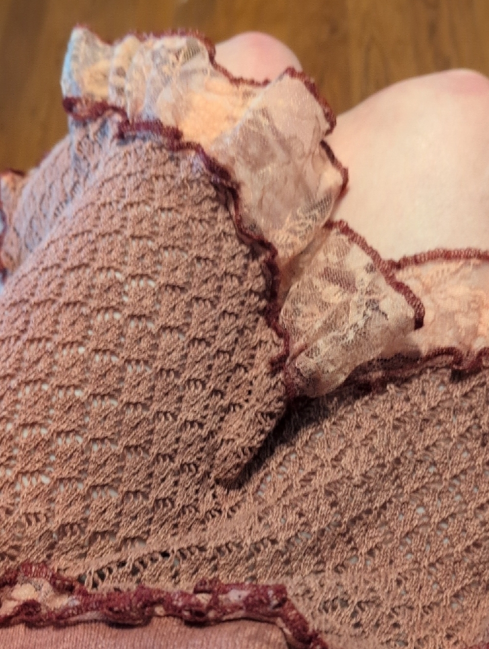 NEW ARRIVAL❣️ Powder Brick Red Crochet Ruffle Fit And Flare Airy  Sundress NIP - Picture 15 of 15